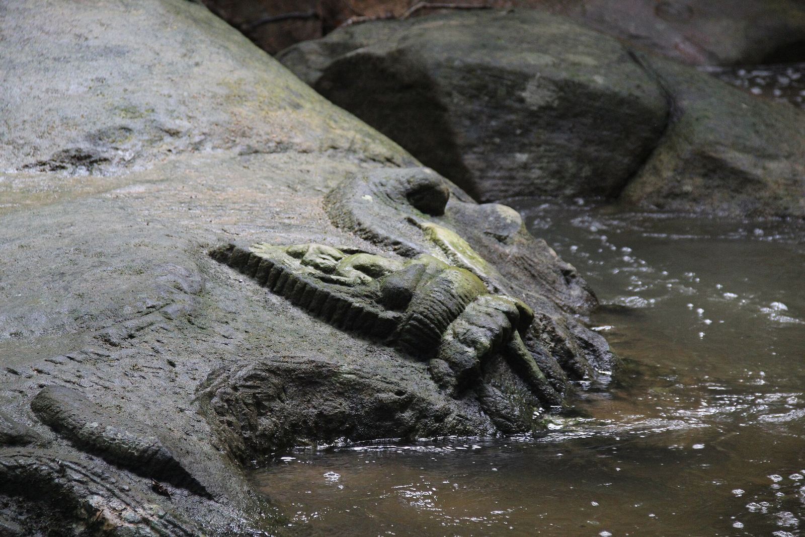 Carved riverbed at Kbal Spean, River of a Thousand Lingas
